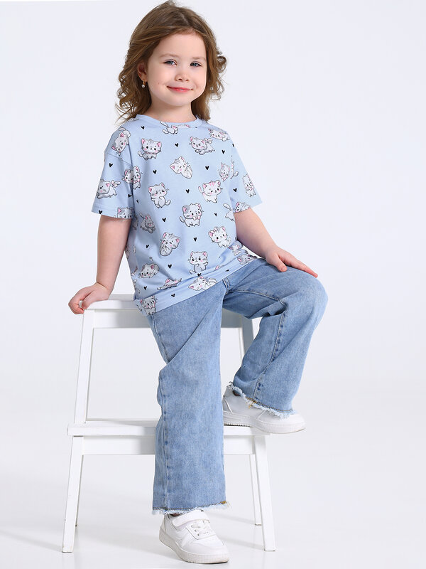 Апрель Футболка 588622 1ДДФК5052001н котята с сердечками на сиреневом