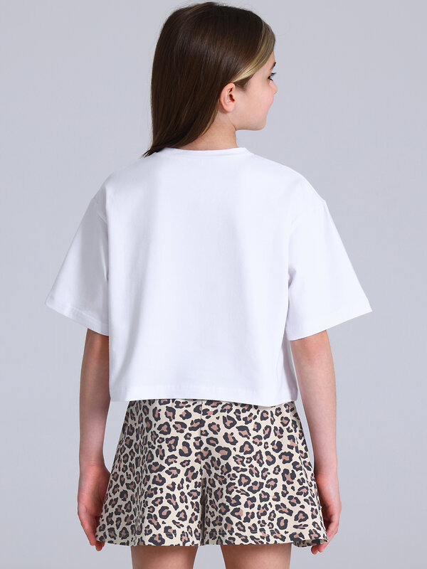 Апрель Комплект 588627 2ДФШ5853804н белый+коричневый леопард на бежевом / Цифры леопард