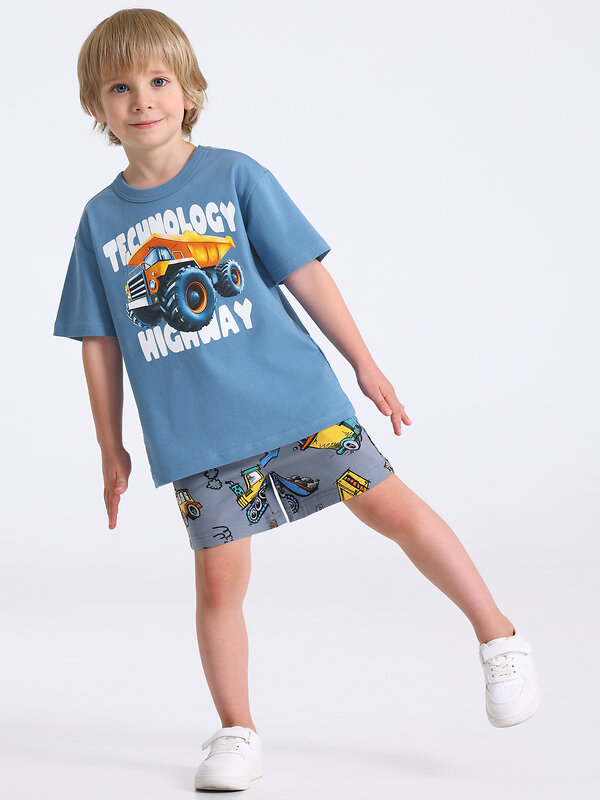 Апрель Комплект 588628 2ПФШ5773804н серо-голубой+стройтехника на сером / Самосвал