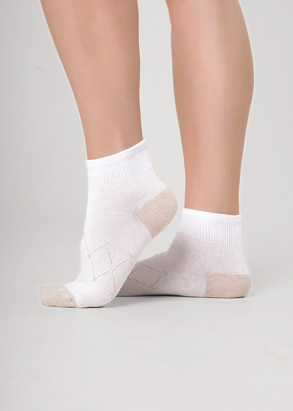 CLEVER Носки 588652 Д5604Z белый/меланж св.бежевый