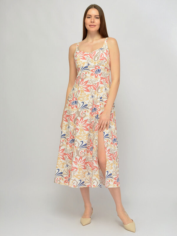 VISERDI Платье 588722 10467-свз 4561535 Белый,бежевый,горчичный коралловый,синий