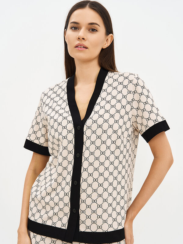 Omsa Пижама 588813 OmD 0240D ALTA MODA Пижама принт. женская (Рубашка кор.рукав+Шорты), CO Beige (Бежевый)