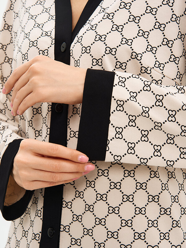 Omsa Пижама 588814 OmD 0232D ALTA MODA Пижама принт. женская (Рубашка+Брюки прямые), CO Beige (Бежевый)