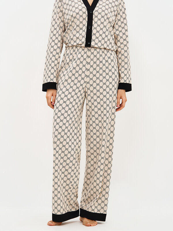 Omsa Пижама 588814 OmD 0232D ALTA MODA Пижама принт. женская (Рубашка+Брюки прямые), CO Beige (Бежевый)