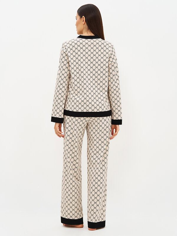 Omsa Пижама 588814 OmD 0232D ALTA MODA Пижама принт. женская (Рубашка+Брюки прямые), CO Beige (Бежевый)