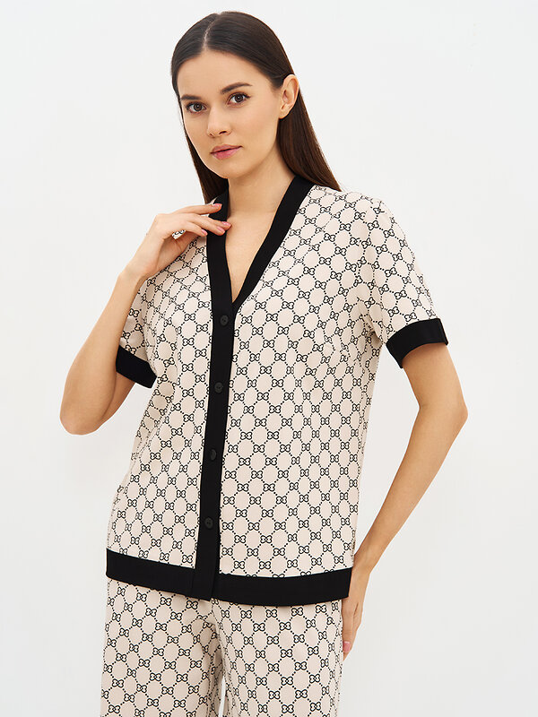 Omsa Пижама 588816 OmD 0244D ALTA MODA Пижама принт. жен. (Рубашка кор.рукав+Брюки прямые), CO Beige (Бежевый)