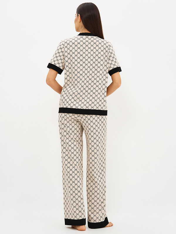 Omsa Пижама 588816 OmD 0244D ALTA MODA Пижама принт. жен. (Рубашка кор.рукав+Брюки прямые), CO Beige (Бежевый)