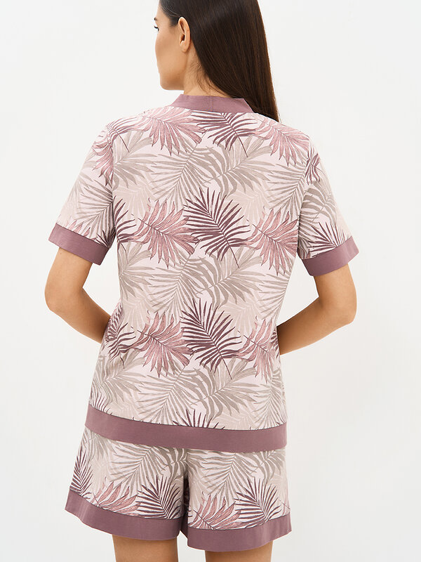 Omsa Пижама 588819 OmD 0240D SELVATICA Пижама принт. женская (Рубашка кор.рукав+Шорты), CO Rosa Cashmere (Розовый)