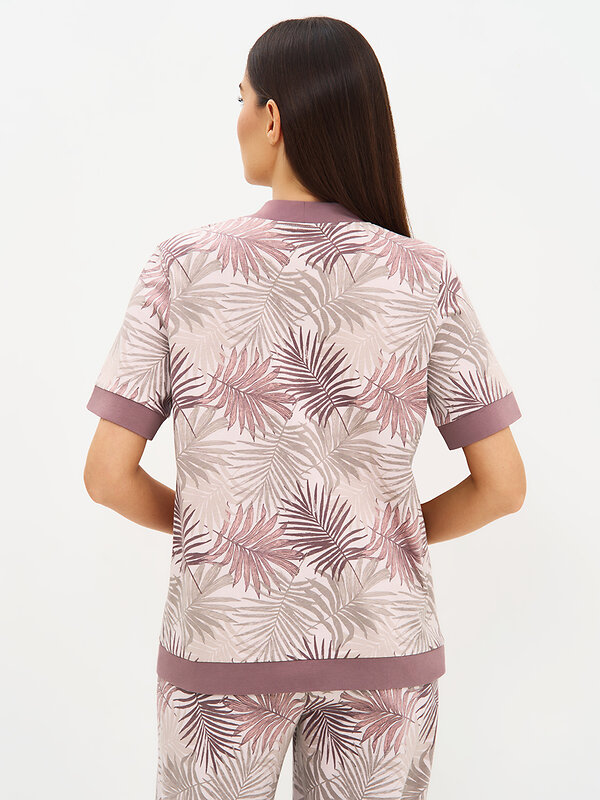 Omsa Пижама 588820 OmD 0244D SELVATICA Пижама принт. жен.(Рубашка кор.рукав+Брюки прямые), CO Rosa Cashmere (Розовый)