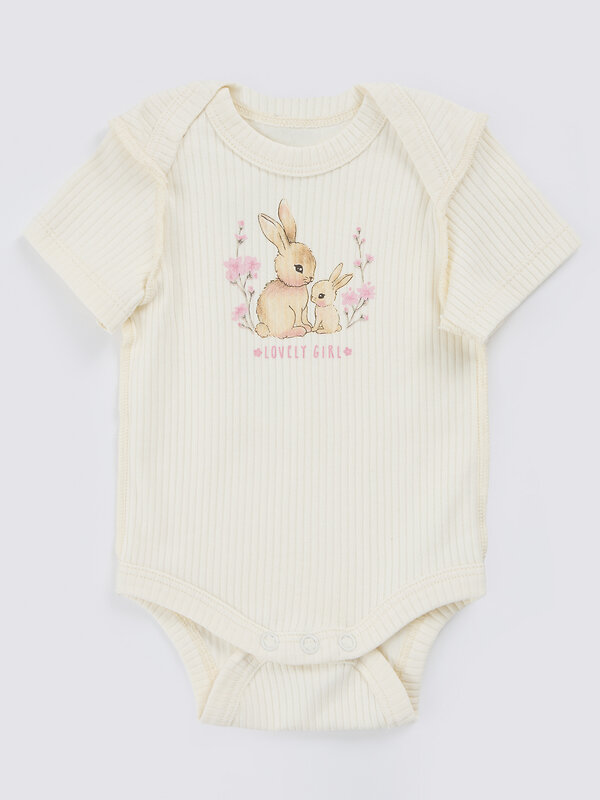 MARK FORMELLE Боди детское 588990 13015-1-2 молочный +бантики и зайки на розовом