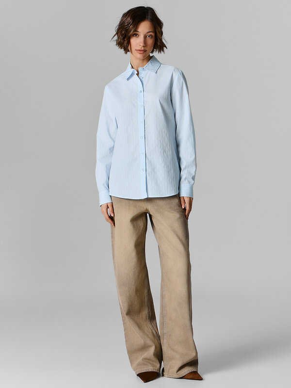 MARK FORMELLE Рубашка 589061 122880 полоска на серо -голубом