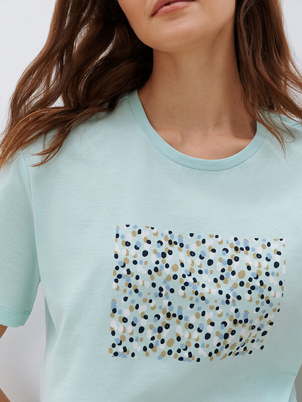 Omsa Пижама 589384 OmD 0234D CONFETTI Пижама женская (Футболка укорочен.+шорты), СО Menta/Multicolor (Мультиколор)