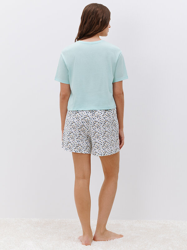 Omsa Пижама 589384 OmD 0234D CONFETTI Пижама женская (Футболка укорочен.+шорты), СО Menta/Multicolor (Мультиколор)