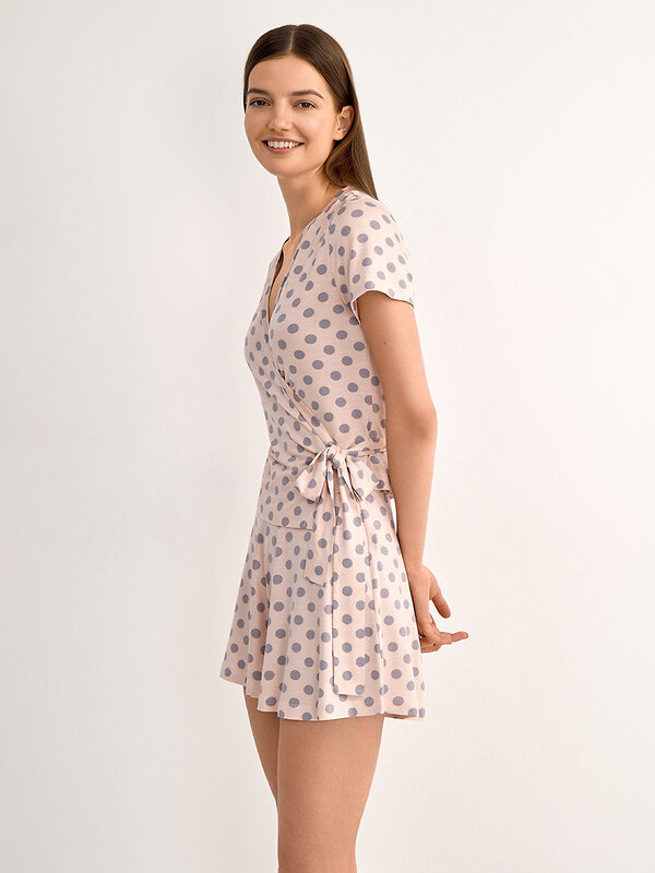 SiSi Пижама 589385 DSi_F SIESTA 0329VI Пижама женская ( Блузка с запахом+шорты) Cipria (Розовый)