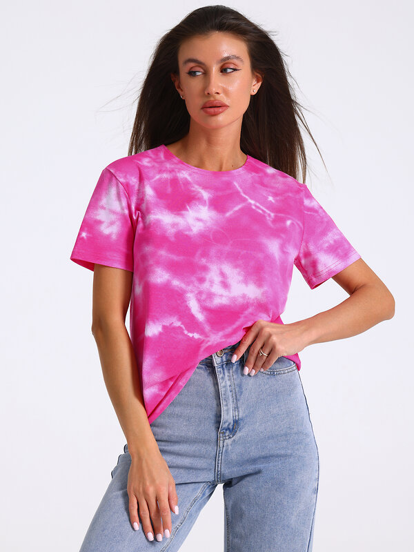 Апрель Футболка 589512 1ЖДФК3302804н тай-дай на фуксии
