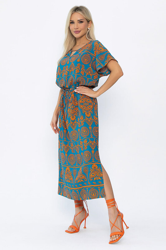 LT Collection Платье 589707 П15347-5М синий/оранжевый