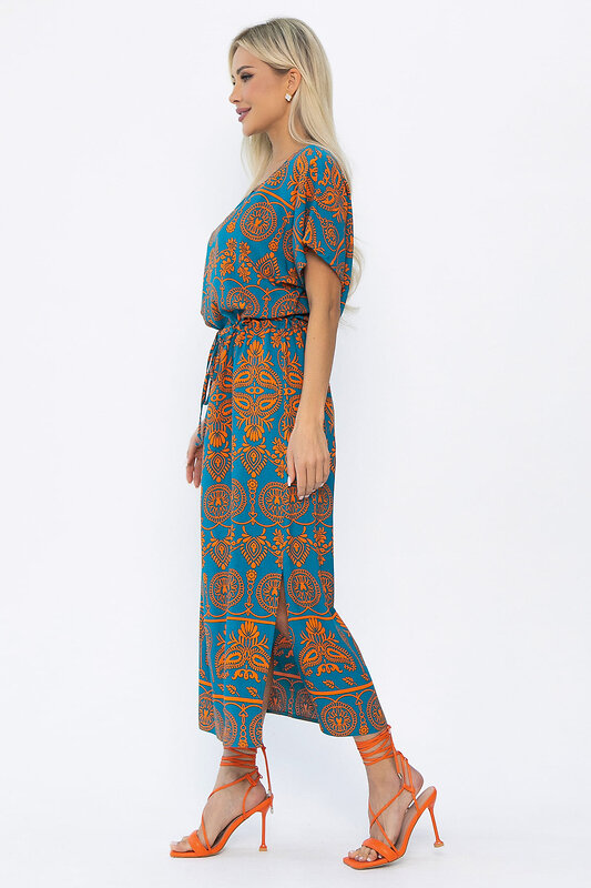 LT Collection Платье 589707 П15347-5М синий/оранжевый