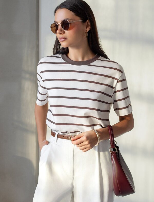 VILATTE Футболка 589802 D49.144 белый-кофе