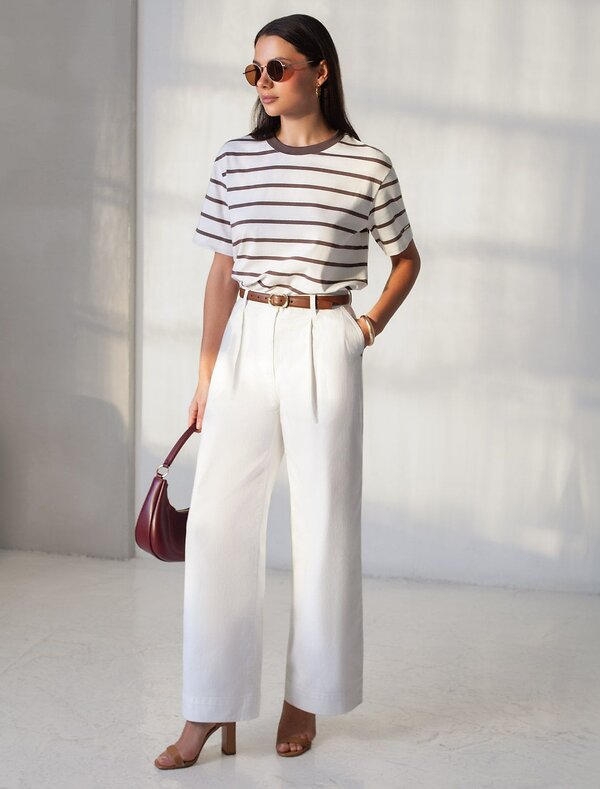 VILATTE Футболка 589802 D49.144 белый-кофе