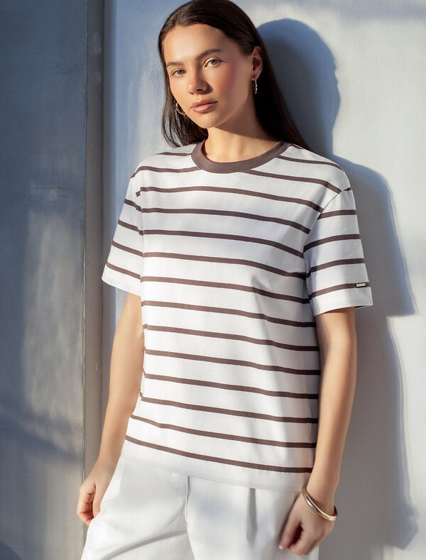 VILATTE Футболка 589802 D49.144 белый-кофе