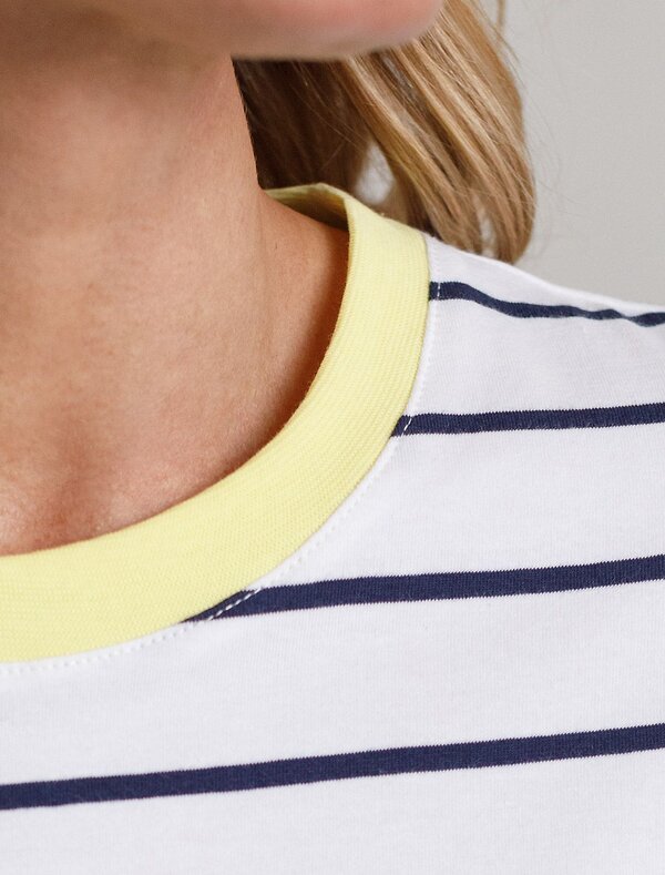 VILATTE Футболка 589803 D49.144 белый-т.синий-лимонный