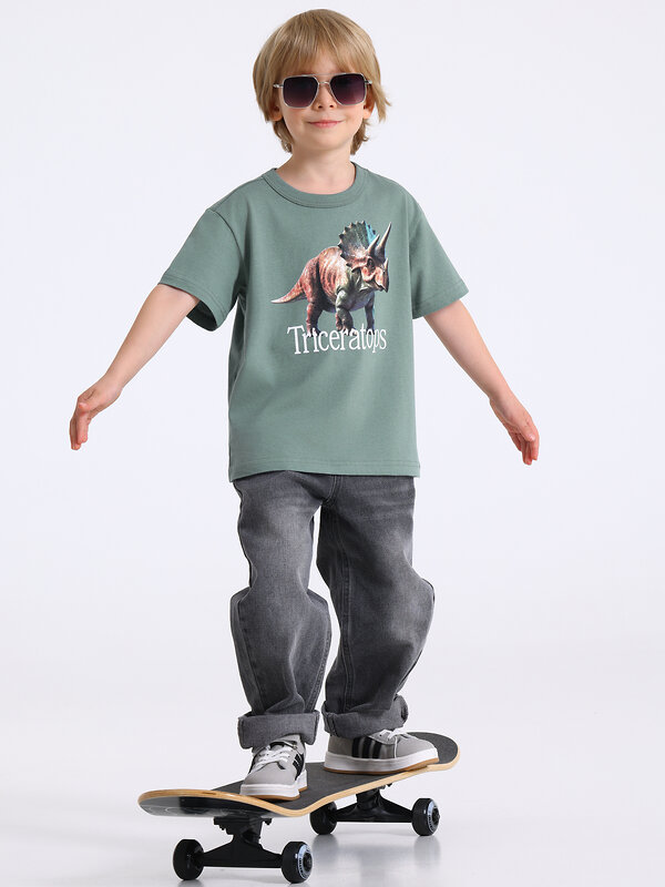 Апрель Футболка 590097 1ПДФК5055001 серо-зеленый