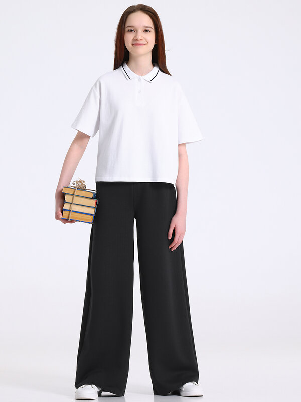 Апрель Брюки 590155 1ДББ4481176 твид елочка черный