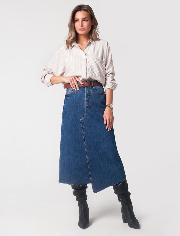 VILATTE Юбка 590369 D56.089 темно-синий