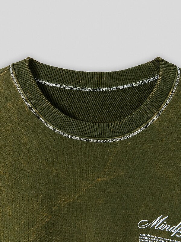 MARK FORMELLE Свитшот 590562 121893-1 ACID WASH т.зеленый +печать