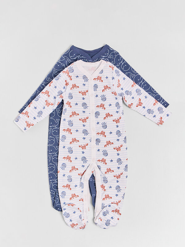 MARK FORMELLE Комбинезон 591364 14005-2 крабики и медузы на полоске +киты на синем