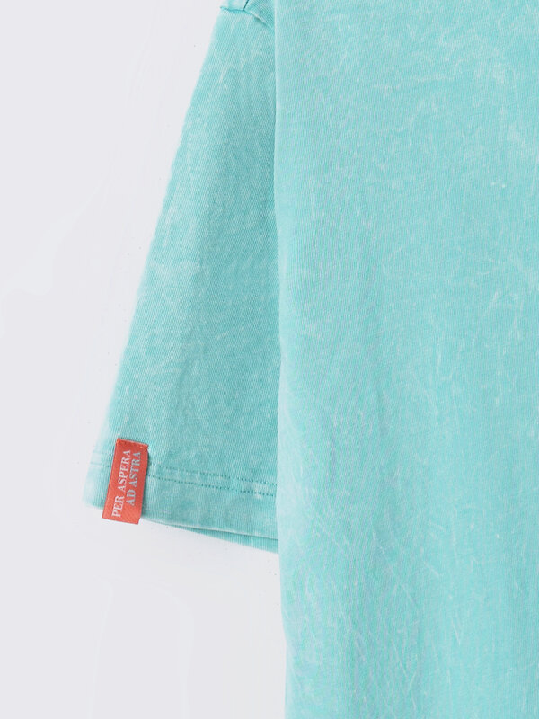 MARK FORMELLE Футболка 591568 112862 ACID WASH на пыльной бирюзе +печать