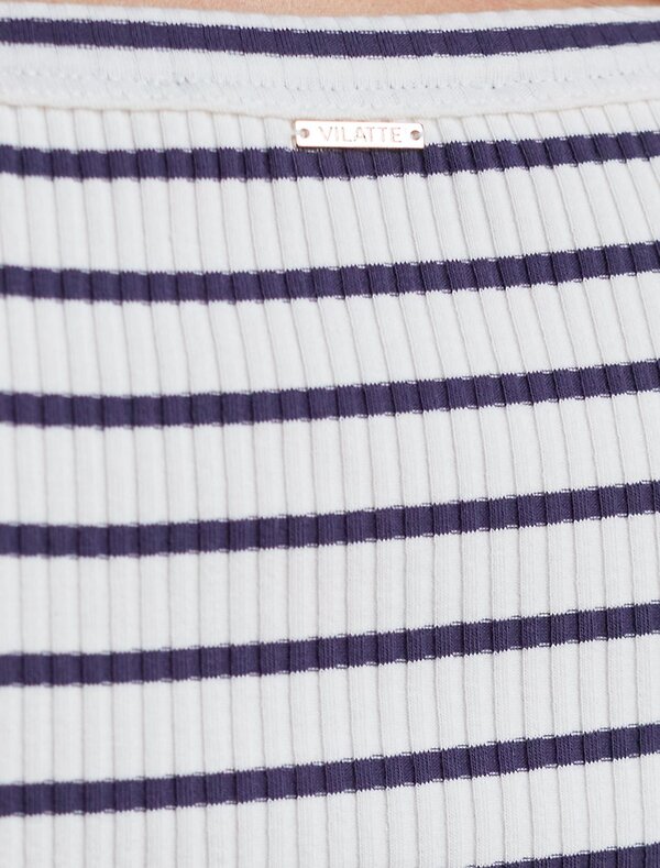 VILATTE Футболка 591690 D49.099 молочный-т.синий полоса