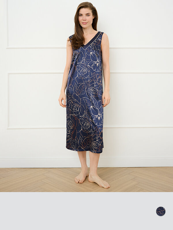 Omsa Сорочка 591713 OmD 0121D ROSA Сорочка жен. (на шир. бретелях до середины икры), PL Blu/Multicolor (Мультиколор)