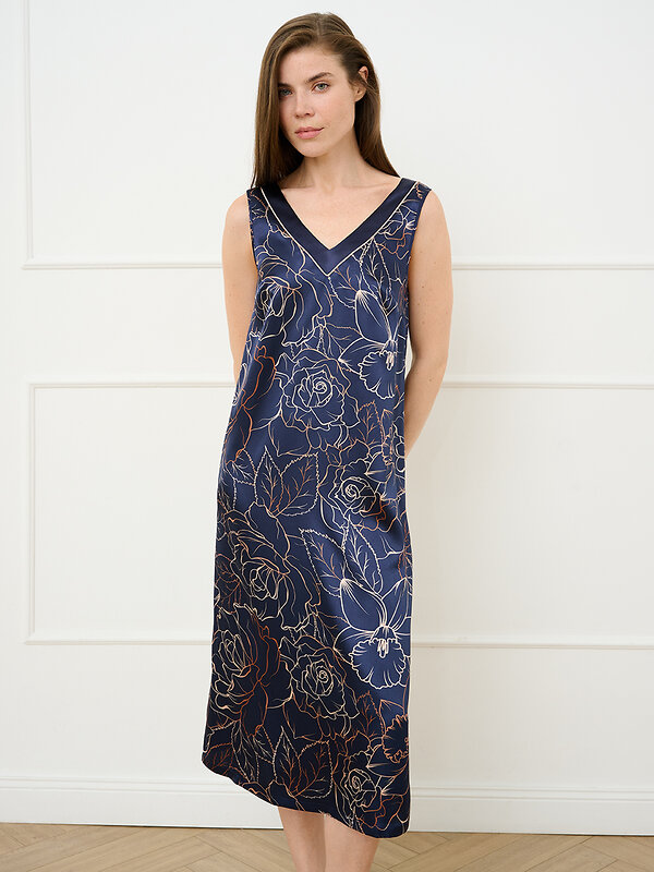 Omsa Сорочка 591713 OmD 0121D ROSA Сорочка жен. (на шир. бретелях до середины икры), PL Blu/Multicolor (Мультиколор)