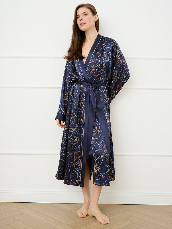 Omsa Халат 591715 OmD 0416D ROSA Халат жен.(с запахом до середины икры), PL Blu/Multicolor (Мультиколор)