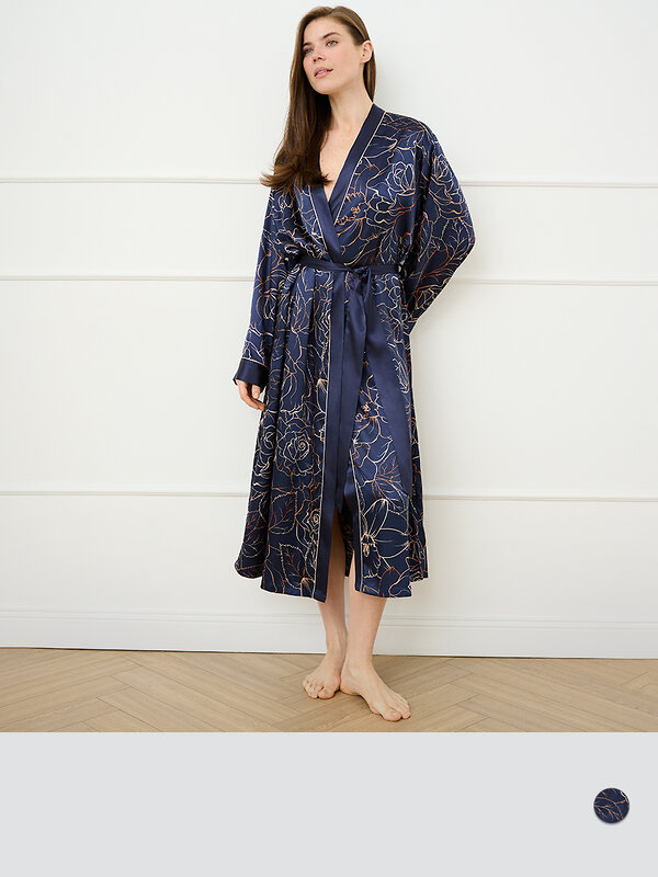 Omsa Халат 591715 OmD 0416D ROSA Халат жен.(с запахом до середины икры), PL Blu/Multicolor (Мультиколор)