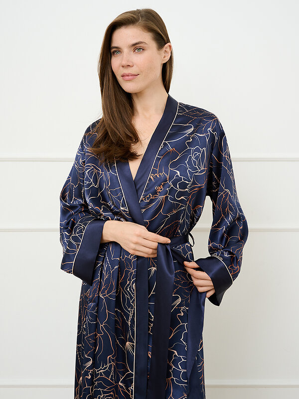 Omsa Халат 591715 OmD 0416D ROSA Халат жен.(с запахом до середины икры), PL Blu/Multicolor (Мультиколор)