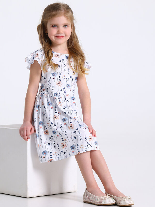 Апрель Платье 591844 1ДПБ5115001н нежные цветы на белом