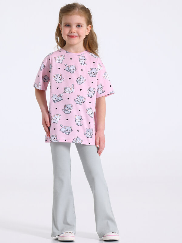 Апрель Комплект 591858 2ДФБ5914023н котята с сердечками на розовом+светло-серый