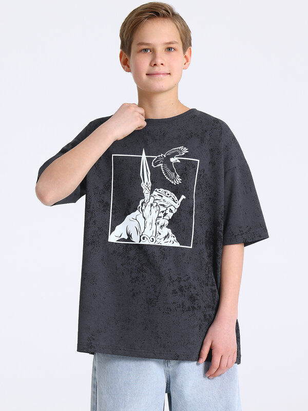 Апрель Футболка 591861 1ПДФК5016001н варенка темно-серый / Мифология