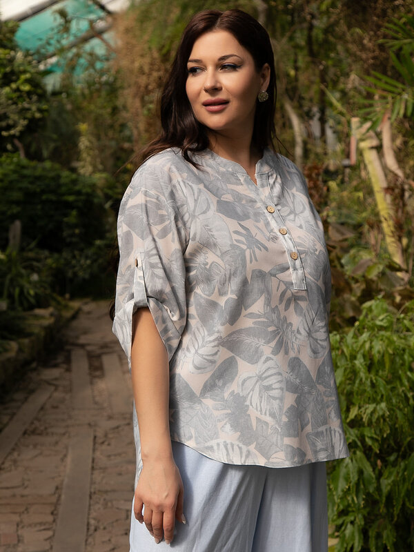 LT Collection Блуза 592046 Б15527-4М бежевый/серый