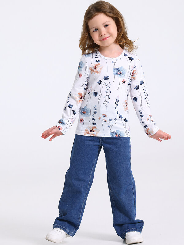 Апрель Лонгслив 592074 1ДДЛД3568001н крупные нежные цветы