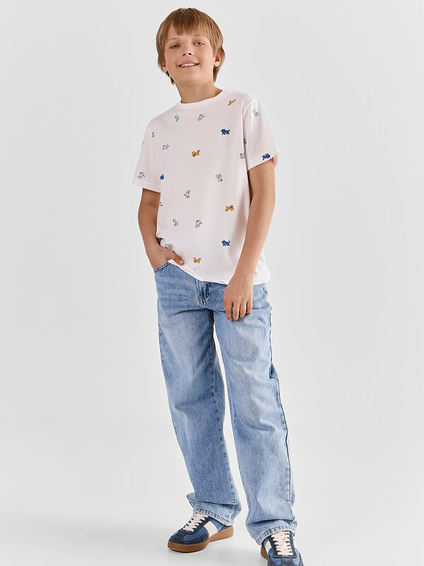 MARK FORMELLE Футболка 592283 113379-2 пепельно -коричневый +маленькие собачки на белом