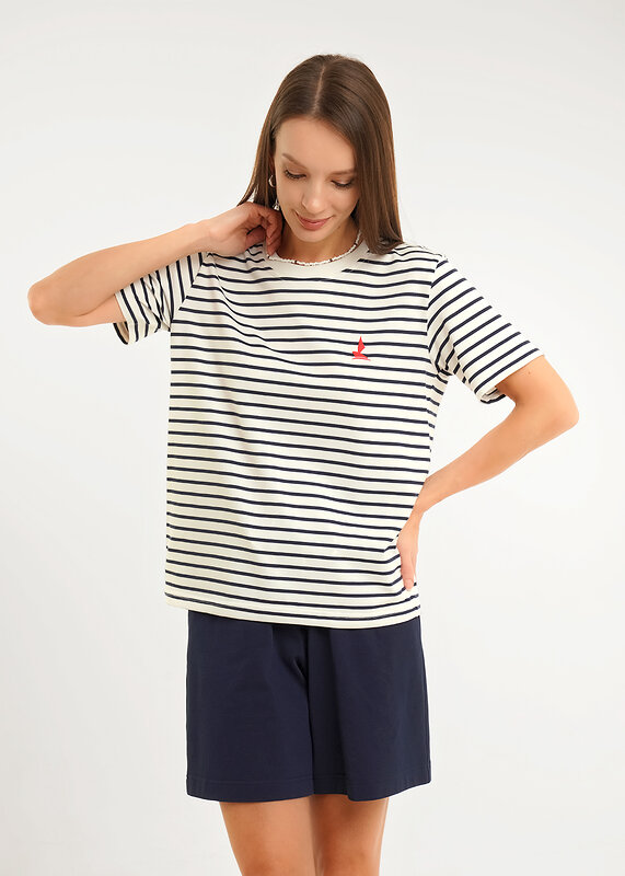 CLEVER Футболка 592425 LF26-1234/1 молочный/т.синий