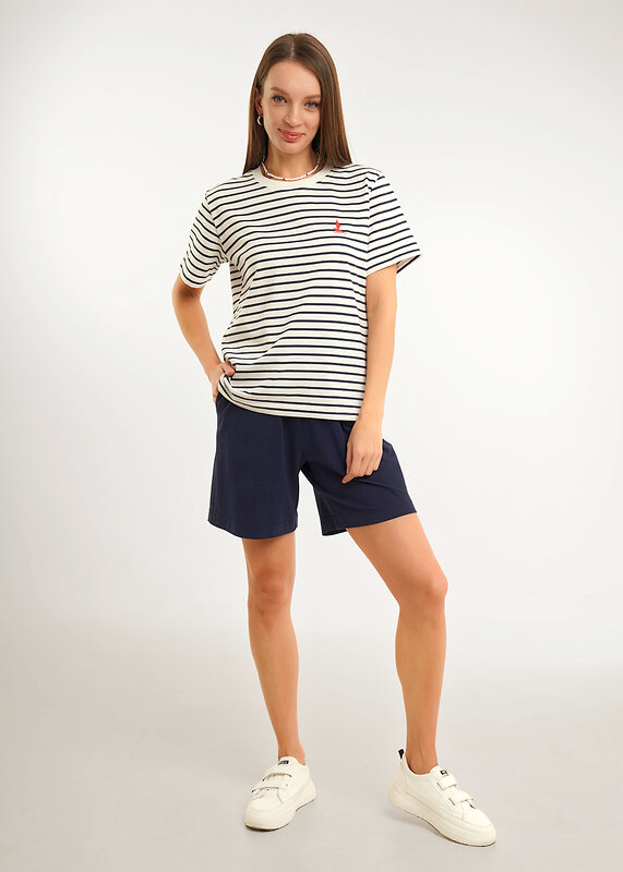 CLEVER Футболка 592425 LF26-1234/1 молочный/т.синий