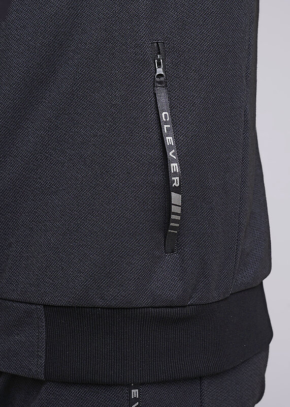 CLEVER Куртка 592565 632108зэ maxi(макси) чёрный/т.серый