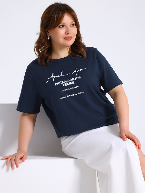 Апрель Футболка 592741 1ЖДФК3298001 темно-синий