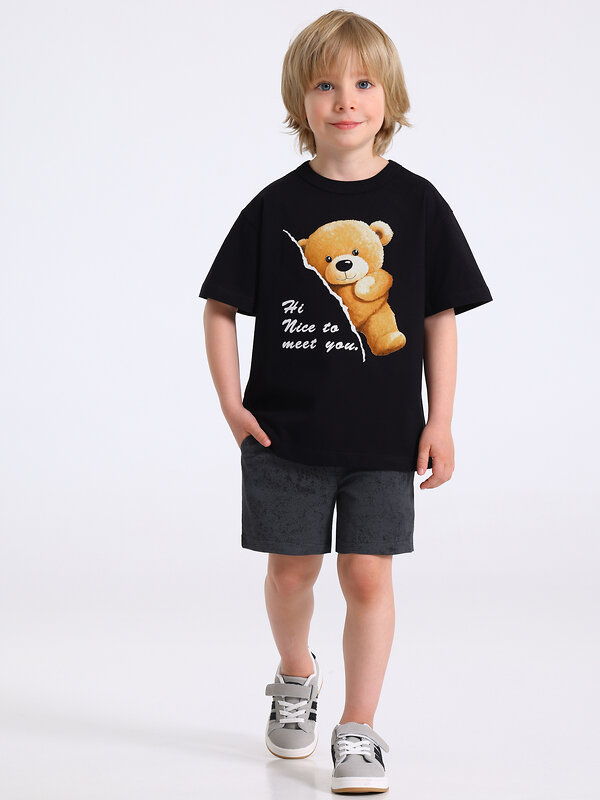 Апрель Комплект 592745 2ПФШ5773804н черный+варенка темно-серый / Мишка выглядывает