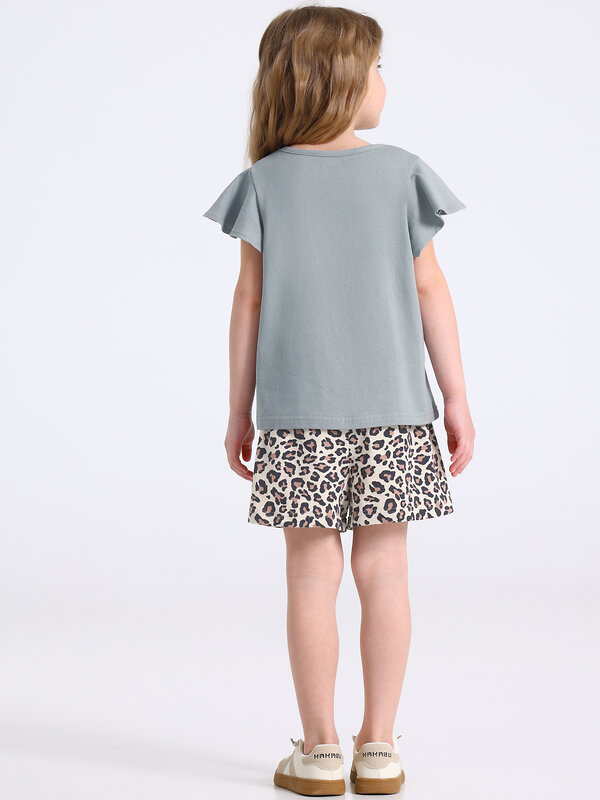 Апрель Комплект 592750 2ДФШ5928001н серый+коричневый леопард на бежевом / Пышный бант леопард