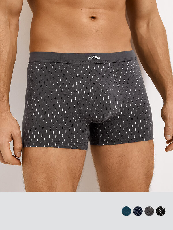 Omsa Трусы 592776 OmB 1236-25 Боксеры муж. с тканевой резинкой Принт, CO Grigio (Серый)